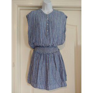 Rails Linen Blend Angelina Cascade Stripe Nautical Coastal Beachy Mini Dress M